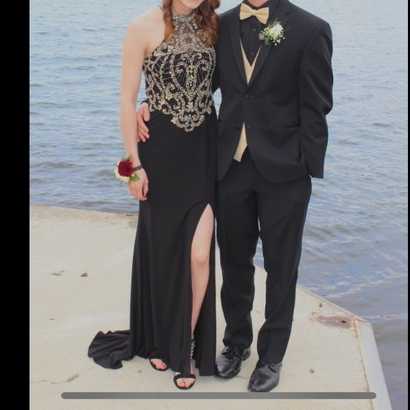 Black and Gold Prom Dress - Picture 3 of 3